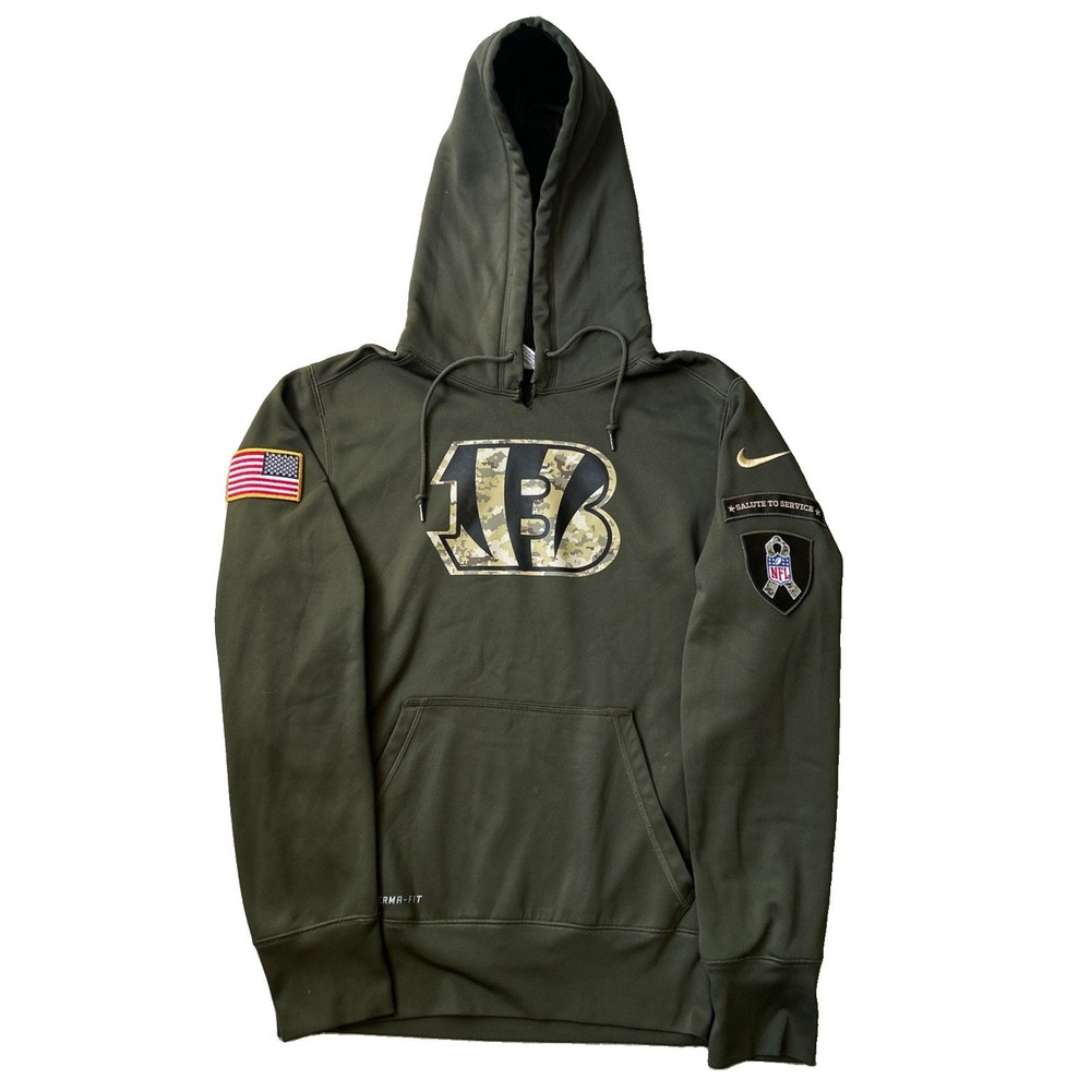 Nike Cincinnati Bengals Salute to Service Hoodie Military Green Camo Mens Small